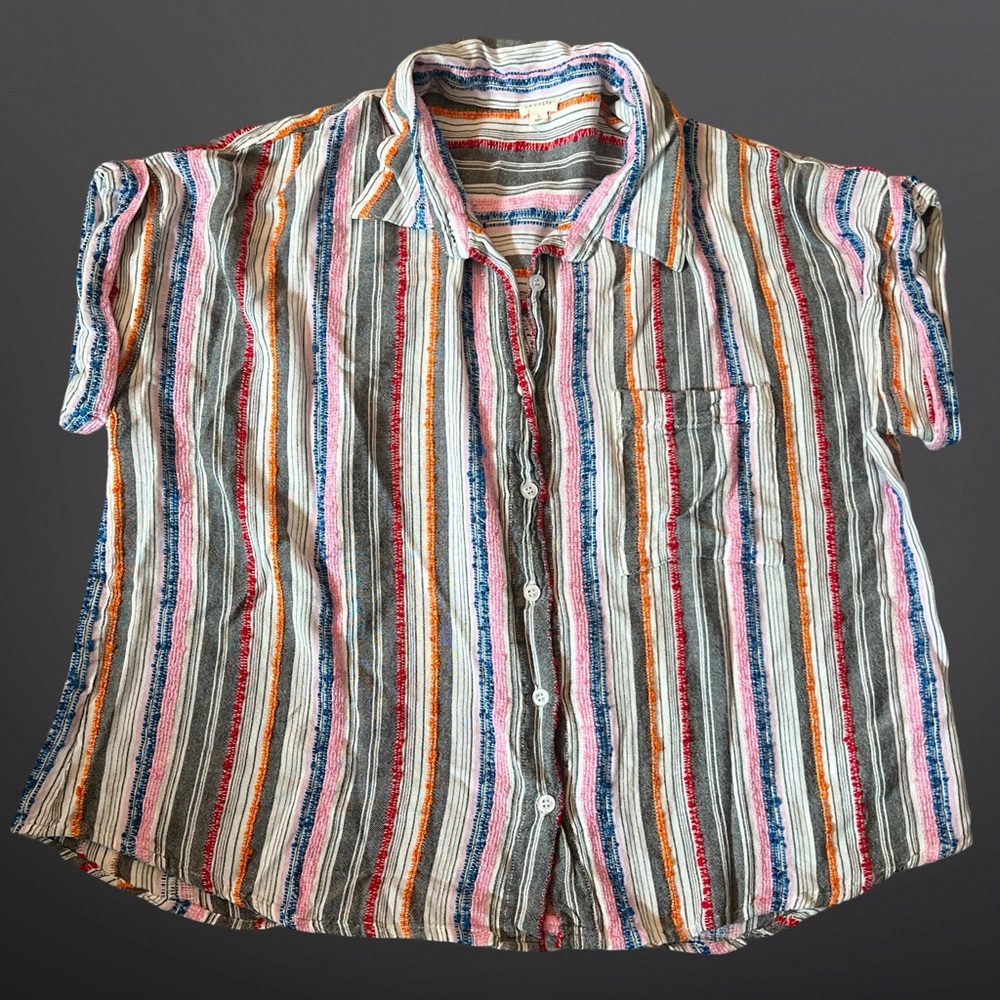Striped Button-Up Top - Picture 2 of 4